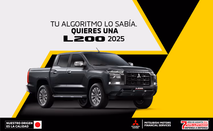 Estrena una Mitsubishi L200 GLX TM 4x4 DSL 2025 con tasa desde 9.9%(1) + 1 año de Seguro Gratis(2) + 0% Comisión por Apertura(3) solo con Mitsubishi Motors Financial Services.