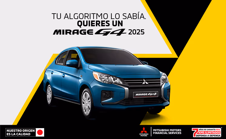Estrena una Mitsubishi Mirage G4 2025 con tasa desde 9.9%(1) o con mensualidades desde $3,899.00 M.N. con Reestreno(2) + 0% Comisión por Apertura(3) solo con Mitsubishi Motors Financial Services.