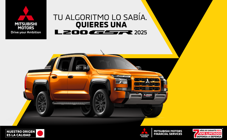 Estrena una Mitsubishi L200 GSR 2025 con tasa desde 9.9% (1) + 1 año de Seguro Gratis(2) + 0% Comisión por Apertura(3) solo con Mitsubishi Motors Financial Services. Estrena una Mitsubishi L200 GSR 2025 con tasa desde 9.9% (1) + 1 año de Seguro Gratis(2) + 0% Comisión por Apertura(3) solo con Mitsubishi Motors Financial Services.