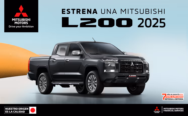 Estrena una Mitsubishi L200 GLX TM 4x4 DSL 2025 con tasa desde 9.9%(1) + 1 año de Seguro Gratis(2) + 0% Comisión por Apertura(3) solo con Mitsubishi Motors Financial Services. Estrena una Mitsubishi L200 GLX TM 4x4 DSL 2025 con tasa desde 9.9%(1) + 1 año de Seguro Gratis(2) + 0% Comisión por Apertura(3) solo con Mitsubishi Motors Financial Services.