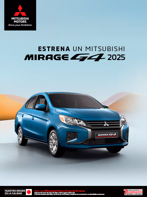 Estrena un Mitsubishi Mirage G4 GLS MT 2024 con tasa desde 8.6%(1)  			o 1 año de Seguro Gratis(2) 			o con mensualidades desde $3,799.00 M.N.(3)  			+ 0% Comisión por Apertura(4) solo con Mitsubishi Motors Financial Services