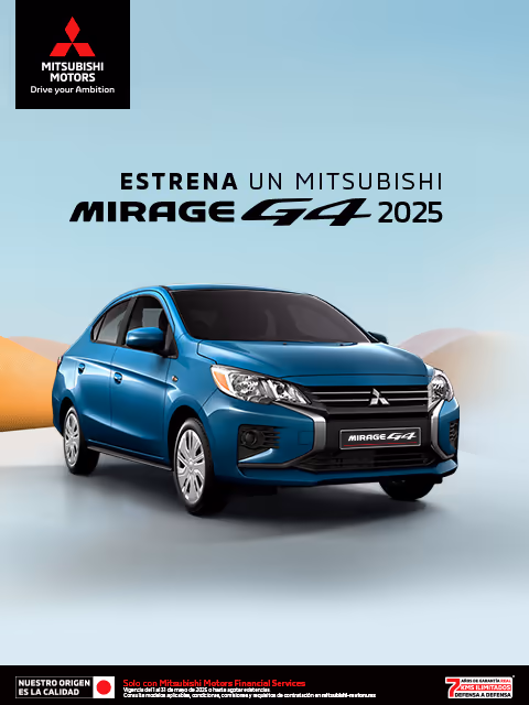 Estrena un Mitsubishi Mirage G4 2024 con tasa desde 8.9%(1)  			o 1 año de Seguro Gratis(2) 			o con mensualidades desde $3,499.00 M.N.(3)  			+ 0% Comisión por Apertura(4) solo con Mitsubishi Motors Financial Services