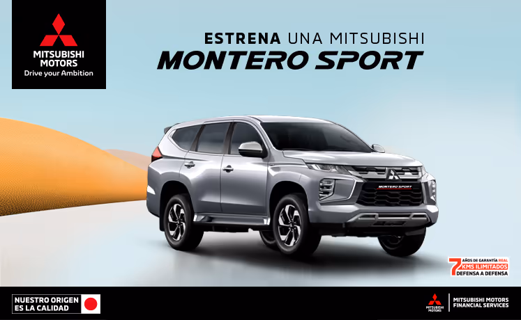Estrena una Mitsubishi Montero Sport 2024 con 36 Meses sin Intereses(1) o Bono flexible de $110,000.00 mxn(2) + 0% Comisión por Apertura(3) solo con Mitsubishi Motors Financial Services. Estrena una Mitsubishi Montero Sport 2024 con 36 Meses sin Intereses(1) o Bono flexible de $110,000.00 mxn(2) + 0% Comisión por Apertura(3) solo con Mitsubishi Motors Financial Services.