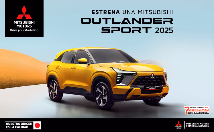 Estrena una Mitsubishi Outlander Sport 2025 con tasa de 4.9%(1) o tasa desde 9.9%(2) + 1 año de Seguro Gratis(3) + 0% Comisión por Apertura(4) solo con Mitsubishi Motors Financial Services. Estrena una Mitsubishi Outlander Sport 2025 con tasa de 4.9%(1) o tasa desde 9.9%(2) + 1 año de Seguro Gratis(3) + 0% Comisión por Apertura(4) solo con Mitsubishi Motors Financial Services.
