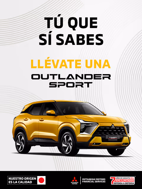 Estrena una Mitsubishi Outlander Sport 2026 con tasa de 4.9%(1) o Bono Flexible de hasta $60,000.00 M.N. (2) + 0% Comisión por Apertura(3) + solo con Mitsubishi Motors Financial Services.